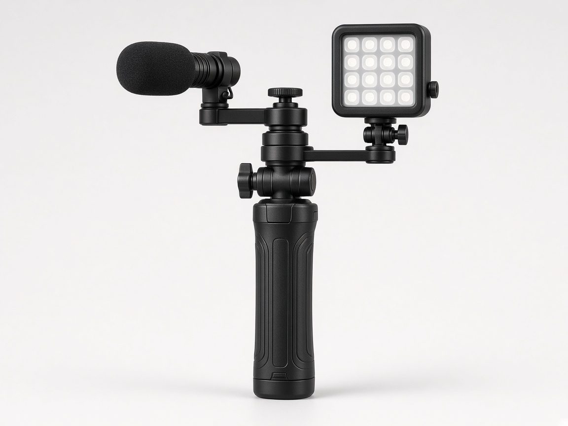 Kit vlog avec poignée, micro et lampe