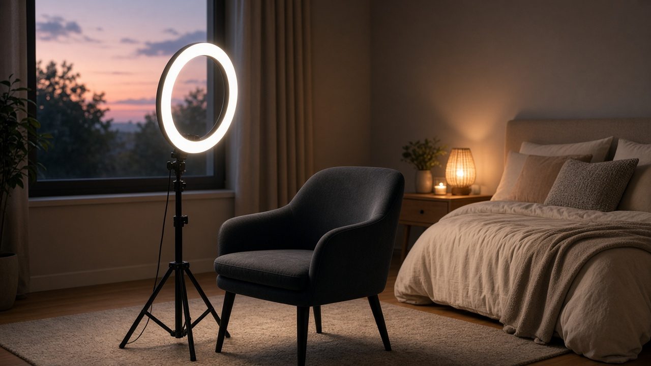 Ring light allumée dans une chambre